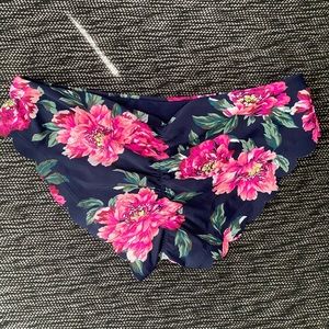 Ruched floral print bikini bottoms